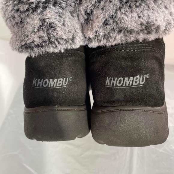 Khombu Jessica Womens Boots Winter Faux Fur Leather Ankle Booties Black Size 7M - Picture 7 of 12